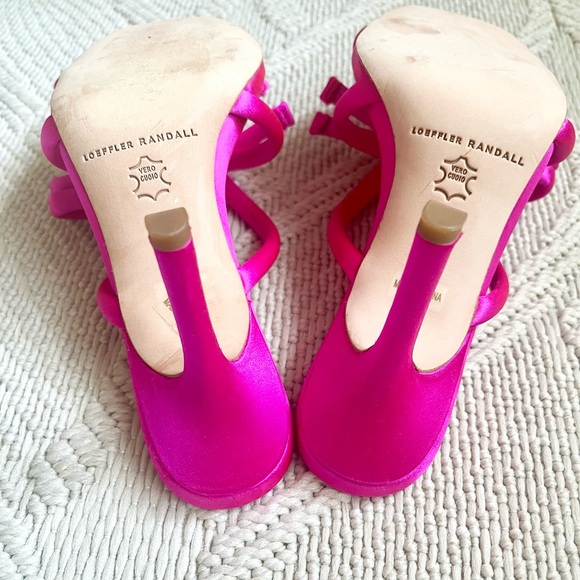 🩷 New Loeffler Randall Margi Sandals in Hot Pink Satin Bow Penny Mules - Picture 7 of 7